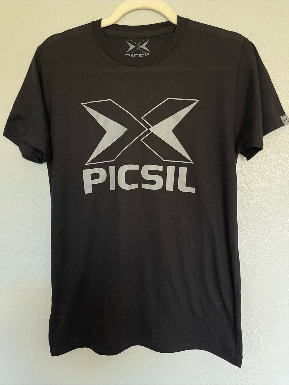 Picsil Black Logo Graphic Performance T-Shirt Size Small CrossFit Training Tee